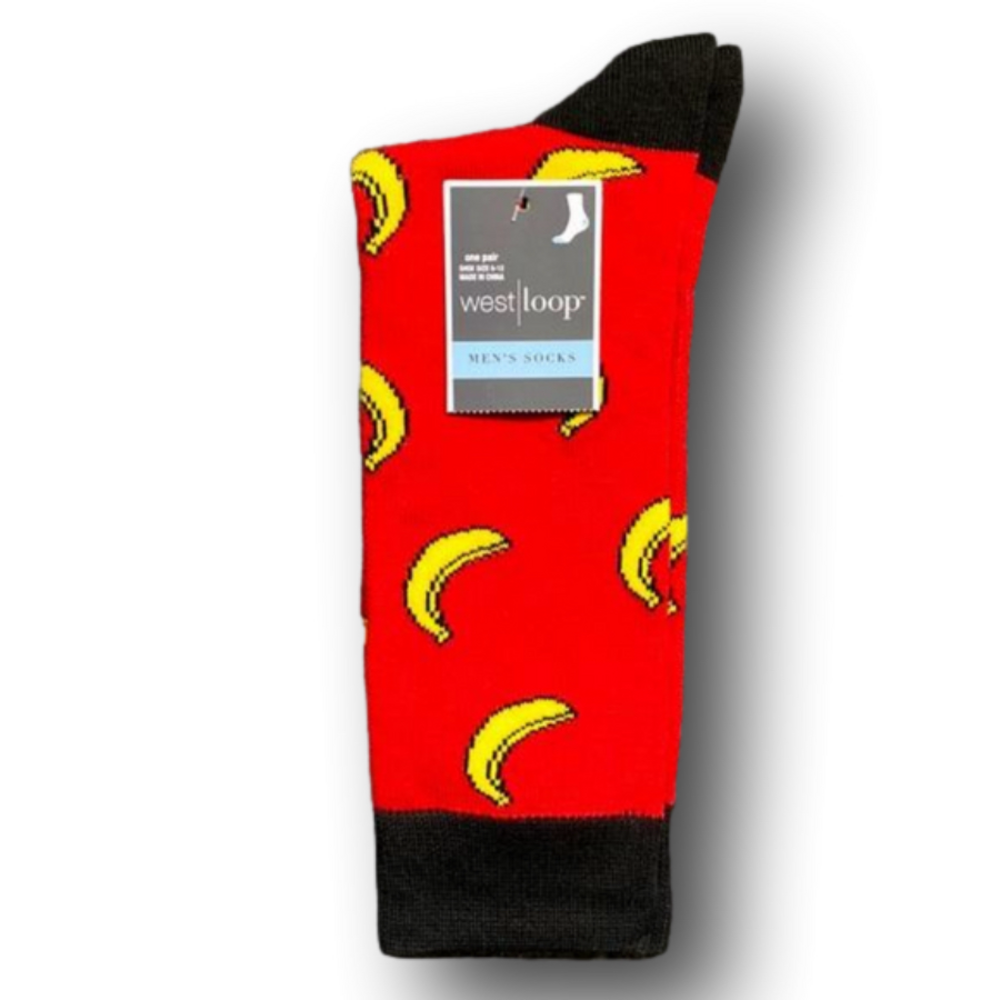 3/$18 Bananas Funny Novelty Crew Socks - Brand New